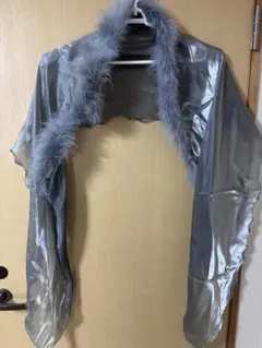 シルバー ファー付きストール
