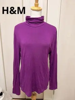 H&M エイチアンドエム タートルネック カットソー トップス パープル L