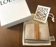 【美品】LOEWE トライフォールドコンパクトウォレット 折財布 バイカラー
