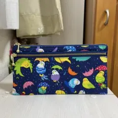 セキセイインコ　雨傘　鳥柄　インコ柄　お財布ポーチ　ハンドメイド