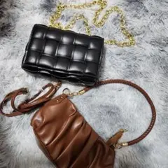 ショルダーバッグセット 黒 ブラウン 2way