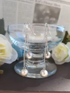 No.72 ハンドメイドアクセサリー コットンパールピアス (シルバーフック)