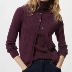 ユニクロ メリノリブクルーネックショートカーディガン 18 WINE