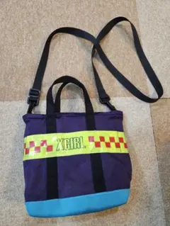 【美品】XGIRL エックスガール ショルダーバッグ 中型 紫 ハンドバッグ