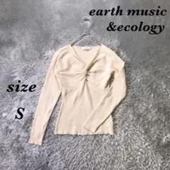 earth music&ecology (S) 長袖リブニット レーヨン混
