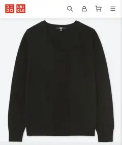ユニクロ カシミヤ100% Ｖネックセーター ニット ブラック XLサイズ