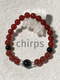 ストレス軽減に　オニキスと赤メノウのデザインブレスレット