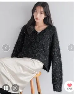 LOWRYS FARM ラメシャギー カーディガン