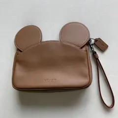 新品】コーチ ディズニーコラボ ミッキーがま口ハンドバッグ ブラウン 