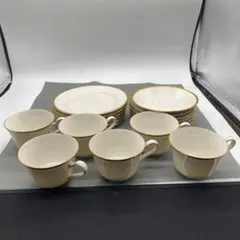 Noritake カップ&ソーサー　コンテンポラリー　白　6客　セット　金縁