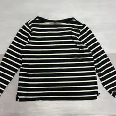 ユニクロ　黒と白のストライプ 長袖カットソー　Lサイズ