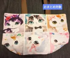 ⚫特大⚫瞳の大きな猫柄①バケツ型エコバッグ