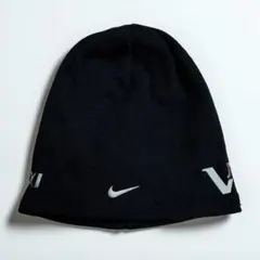 00s Nike ロゴ ビーニー ニット帽ブラックY2K テック メタリック