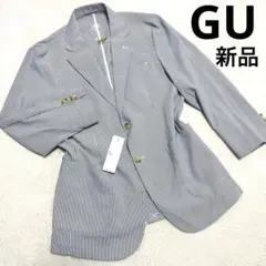 新品 ジーユー テーラードジャケット 2B シアサッカー ストライプ XL 春夏