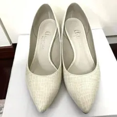 ダイアナ　アルテミス　パンプス　クロコ型押し　ホワイト　23.5
