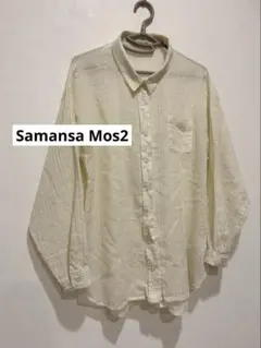 サマンサモスモス 麻混 シアーストライプシャツ
