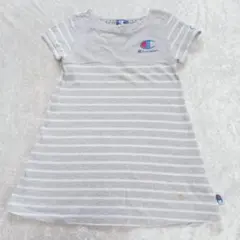 Champion 半袖 ワンピース グレー 白 ストライプ チャンピオン 110