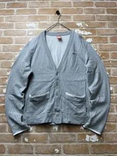 00s NIKE ナイキ　カーディガン　スウェット　グレー　ワンポイント　刺繍