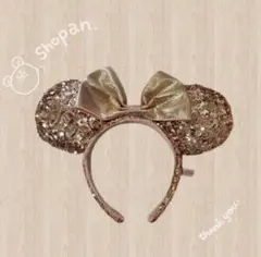 ✨ディズニー✨カチューシャミニー　ピンクゴールド　リボンスパンコール　アクセサリ