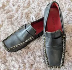 23.5コールハーン 黒レザー ローファー（ドライビングシューズ）
