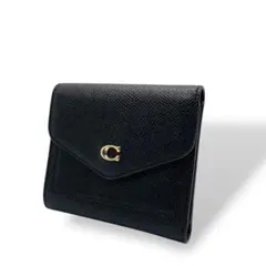 COACH Leather Tri-Fold Wallet Gold CLogo