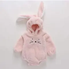 うさぎ　ラビットロンパース　80から90cm ピンク　タイツ付き