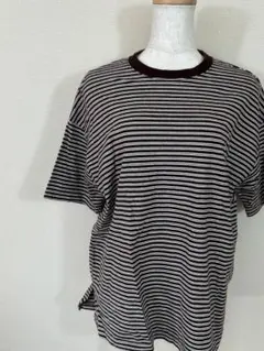 フォルクシー ボーダー Tシャツ 茶 F カットソー forksy. 綿のサムネイル
