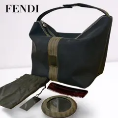 FENDI フェンディ バニティバッグ ズッカ ナイロン 鏡 コーム 保存袋 黒のサムネイル