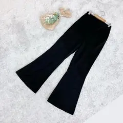 A3288【WE GO】ブラックフレアパンツ/ゴムウエスト/M/レディース