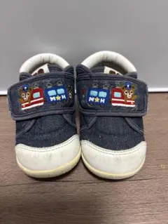 ミキハウス　13cmサイズ ベビーシューズ 電車とクマ刺繍