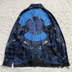 極美品■ジャンニヴェルサーチ　シルク100　総柄　デカロゴ　シャツ　大きいサイズのサムネイル
