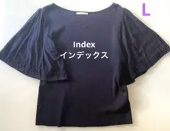 Index インデックス レディース フレアスリーブVネックニット L ネイビー