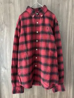 ラルフローレン 古着　オンブレチェック 長袖シャツ フランネルシャツ　M