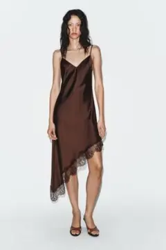 完売品　ZARA ZWコレクション サテンロングワンピース ブラウン S 完売品 ZARA ZWコレクション サテンロングワンピース ブラウン S