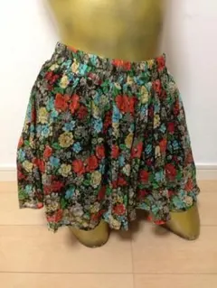 【1156】CECIL McBEE 花柄 キュロット スカート M ブラウン