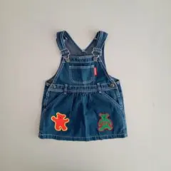 レトロ　ミキハウス　ジャンパースカート　デニム　くま　日本製