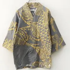ソウソウ SOU・SOU 京都 風靡 上｜ジバン　シャツ　グレー ゴールドのサムネイル