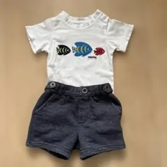 babyGap 魚プリントロンパース70とショートパンツ80のセット