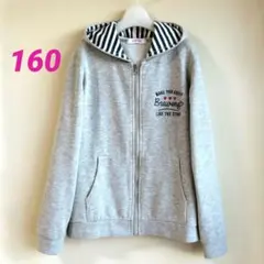 裏起毛パーカー 160 杢ライトグレーガールズ ロゴ刺繍入り
