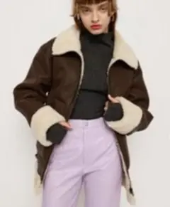 SLY ムートン風 レザー ボア ブルゾン リバーシブル B 3 EMODA