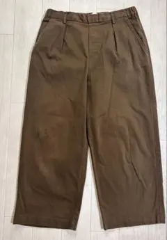 【最終セール中】 studio CLiP太めパンツ　ゴムウエスト L 茶ズボン