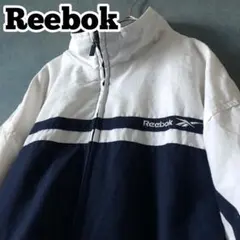 【★Reebok×両面刺繍ロゴ】M 白 ネイビー トラックジャケット ジャージ