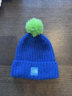 【美品】THE NORTH FACE 青 ニット帽 ポンポン付き