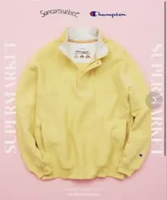 Champion リバースウィーブ ハーフジップ スウェット イエロー Mサイズ
