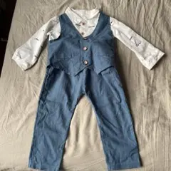 子供用 フォーマルウェア ベストとシャツのセット 青　3才