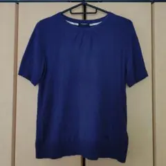 バーバリー 濃紺 トップス クルーネック 半袖ニット S