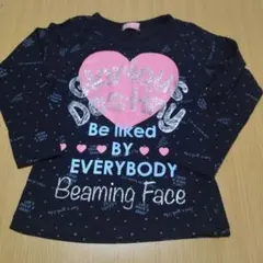子供服　ハート柄　長袖Tシャツ【120】黒　色褪せなし　春秋