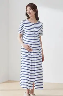 ベルメゾン マタニティ 半袖 パジャマ ボーダー L～LL