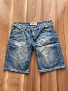 デニムショートパンツ ライトブルー フェード加工