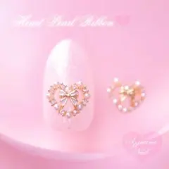 Heart Pearl Ribbon 2P .•♥